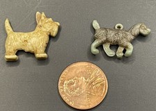 Vintage Cracker Jack Celluloid Dogs Lot of 2 Westie Scottie Terrier Spaniel