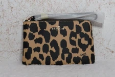 Coach Corner Zip Wristlet in Leopard Print (Multi-color) - NWT (CW859)
