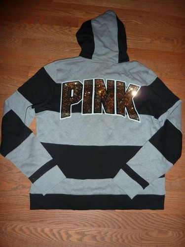 Hoodie Victoria's Secret PINK Rare Bling - Zip Complète Et Capuche - Noir - Neuf Avec étiquettes (NWT)