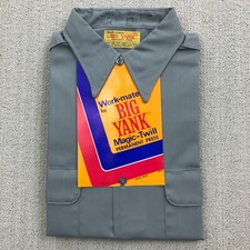 VINTAGE 70s Big Yank Shirt Mens Medium Gray Button Work Wear Magic Twill Union