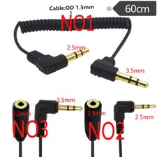 Adattatore cavo spiralato audio spina angolare maschio femmina da 2,5 mm a 3,5 mm