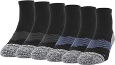 Gildan Men's Active Strategic Cushion Ankle Socks, Black/Slate 6-PK 305