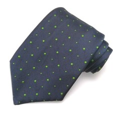 Burberry Mens Repp Tie Navy Blue Green Dots Silk 58L 3.5W Italy Luxury Necktie