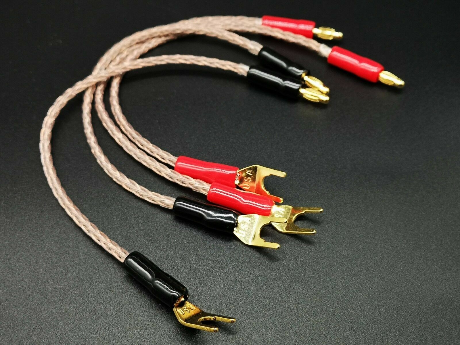 4x Speaker Jumper Wires Cable BiWire occ Copper wire banana spade eBay