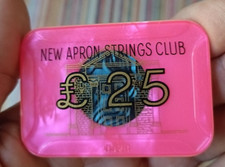 Vintage Casino £25 Plaques Tokens Chip - New Apron Strings Club London RARE