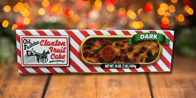 Claxton Fruit Cake 1 Lb. DARK - Packed in Claxton Gift Carton - FREE SHIPPING