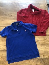 Boys Size 5 Blue Polo Ralph Lauren, Red ON Shawl Sweater Pullover