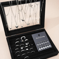 51pcs Silver Color Jewelry Set Butterfly Heart Style Fashion Accessories