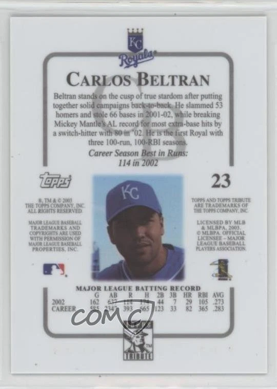 2003 Topps Tribute - Contemporary Edition Carlos Beltran #23 - Image 2 of 2