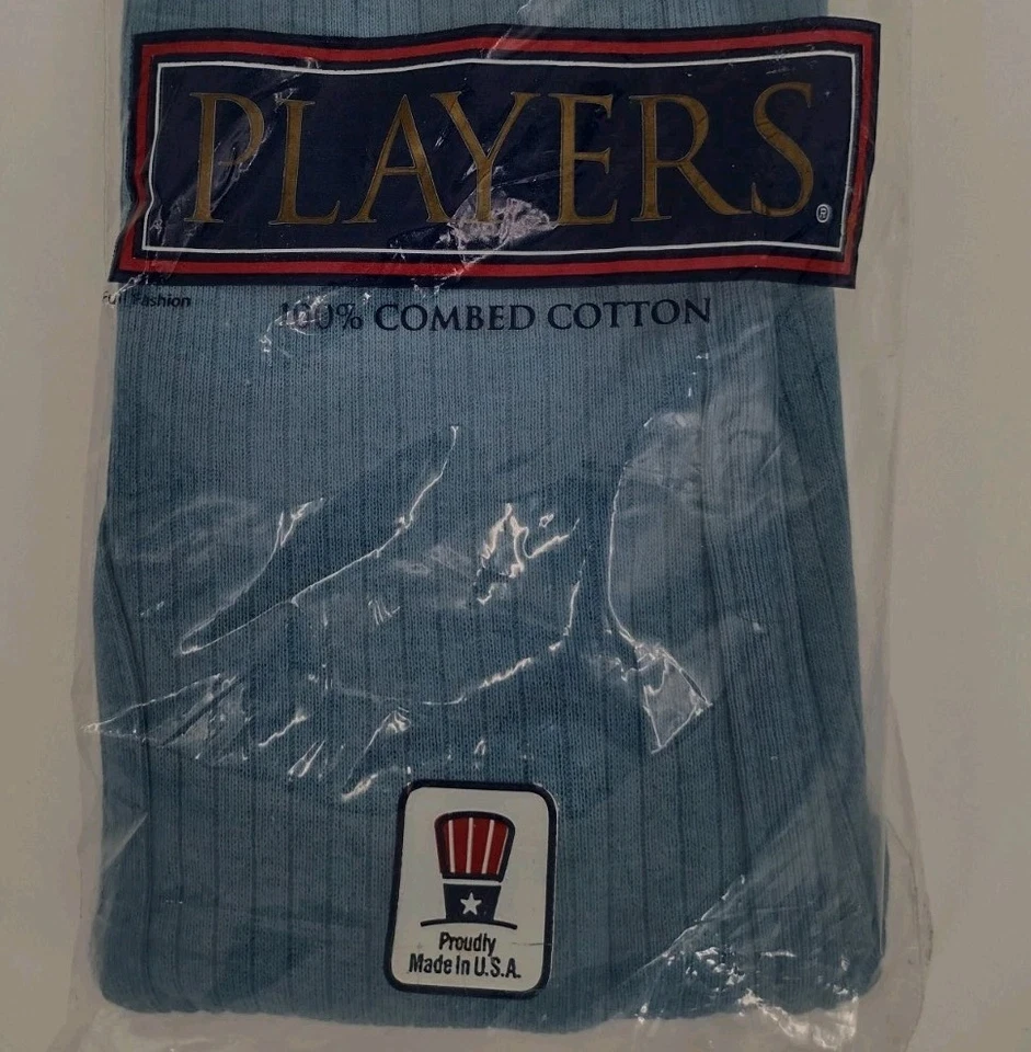 Vtg Players 1 Big Man's 100% Combed Cotton Fly Front Brief Mens 2X (46-48)  Blue - Image 3 of 4