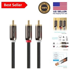 24K Gold Plated RCA Y Splitter 6ft: Dual Shielded Male to Male Audio Cable