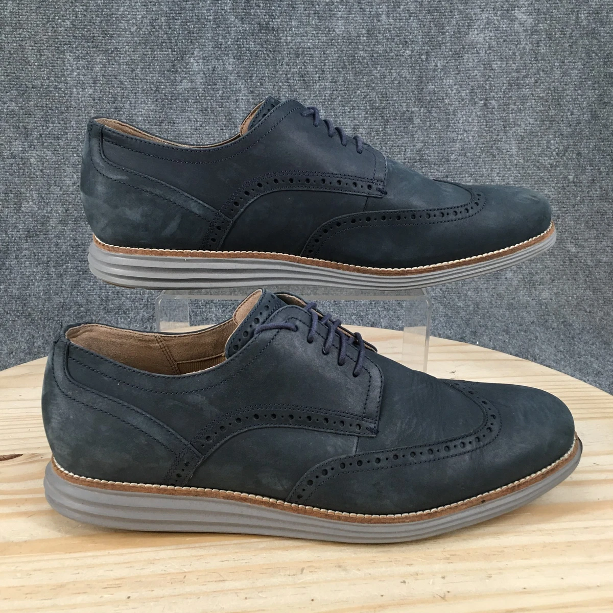 Cole Haan Tyler Grand Oxford Mens Navy Blue Leather Toe Dress Shoe 10.5M Wingtip Cole Haan Blue Solid Dress Shoes for Men for sale | eBay main image 2