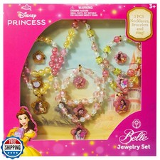 LUV HER Disney Princess Belle Girls Jewelry Set - Dress up 9 Piece Toy Jewelr