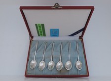 Vintage Japanese Sterling Silver Set of Six Teaspoon in Presentation Box Japan
