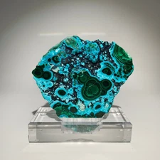 2.97LB Rare Natural silicon malachite quartz crystal Mineral Specimen + stand