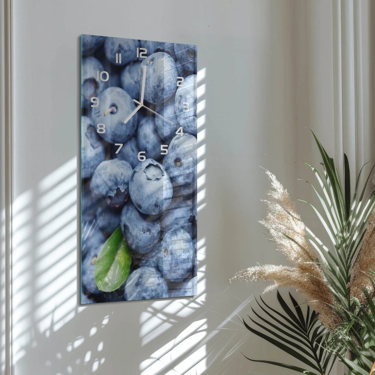 Reloj de Pared Rectangular Vertical Premium de Cristal Arándanos 30x60 cm