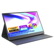 Portable Monitor 15.6 Inch 1080P FHD IPS USB C HDMI ZefcS Black Display