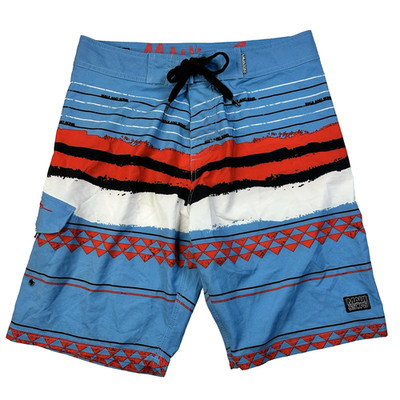 Mens Maui and Sons Boardshorts Black Shark 4 Way Stretch Blue Red Size 32 Surf