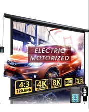120-Inch 4:3 Electric Motorized Projector Screen with Remote Control