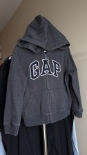 Baby GAP Boys Hoodie Zip Up Sweater Size 5 Dark Gray Fleece Used