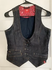 Vintage EDC by Esprit Jean Vest Dark Wash Denim Women Size Small