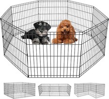 24 Inch Dog Pen 8 Panel Dog Playpen Indoor Outdoor Metal Puppy Pet Fence Port...