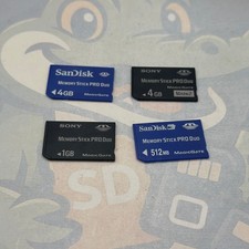 LOT of 4 MemoryStickDUO Cards - Various Sizes - Untested - Various Brands- GC942