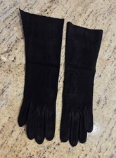 Vintage Womens Size S 6.5 Black Suede Formal 13" Long Gloves