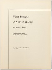 Robert Frost - WHAT BECAME OF NEW ENGLAND? - Oberlin Commencement Speech, 1937