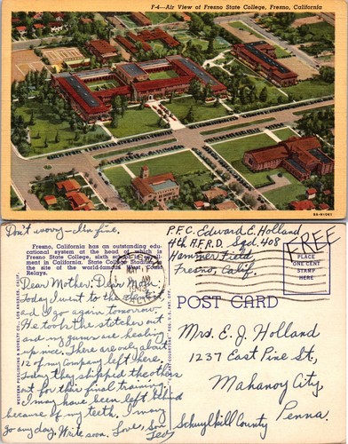 Luftansicht von Fresno State College Fresno Kalifornien Postkarte