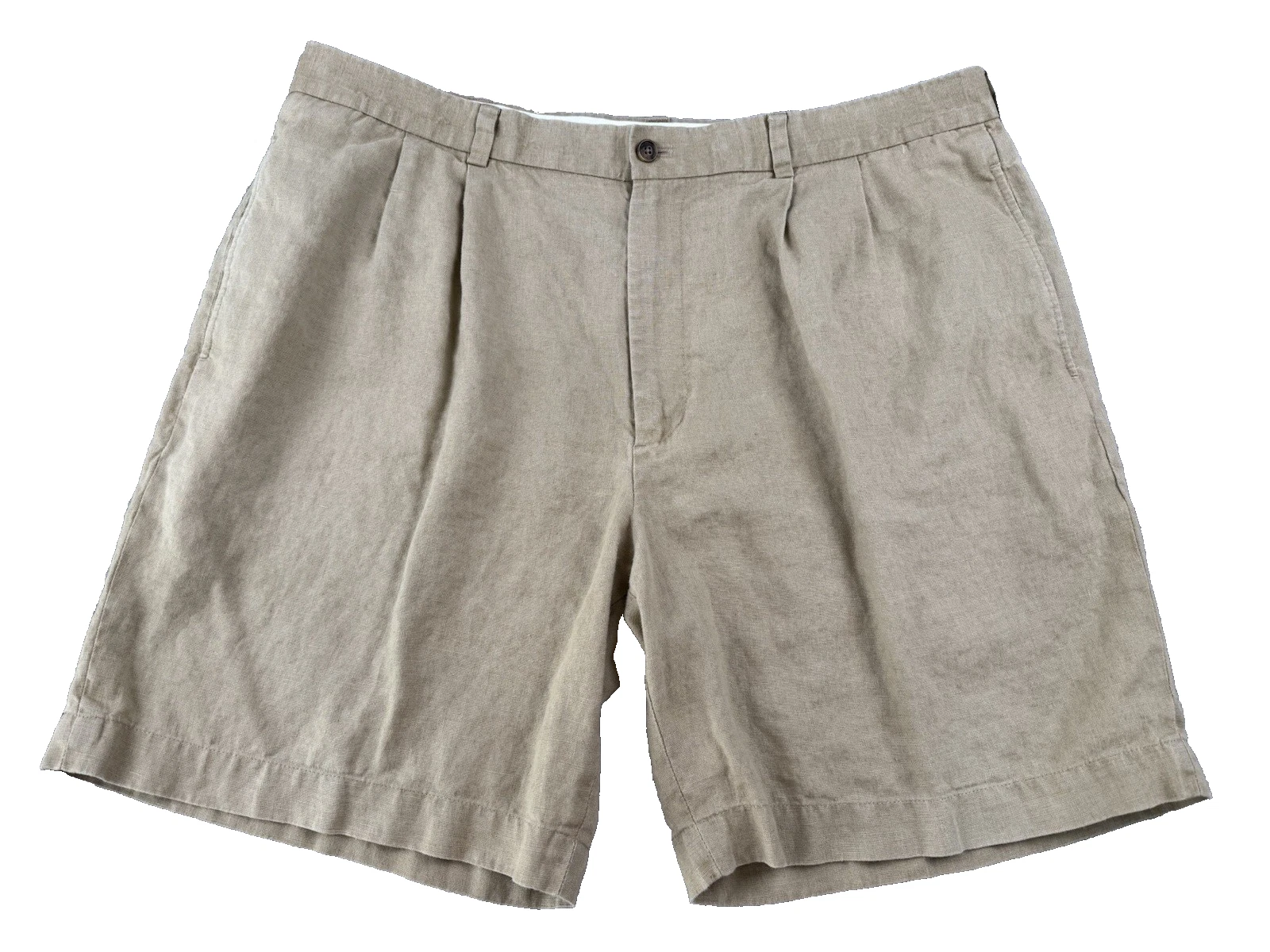 Brooks Brothers 346 100% Linen Pleated Shorts W40 Khaki Casual Summer