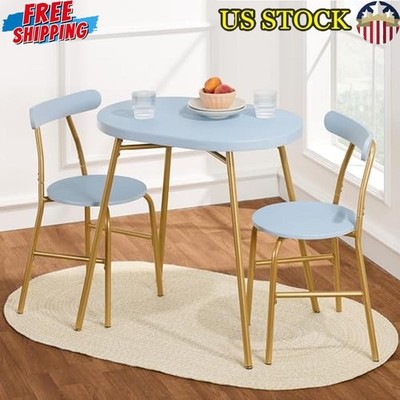 3-Piece Oval Dining Set Small Space Table W/ Curved Back Chairs
