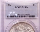1892 PCGS MS64 Morgan Silver Dollar, White Coin, Very Nice!!