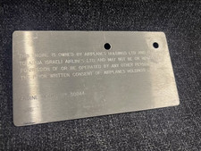 Arkia Airlines ESN 30844 ownership data plate