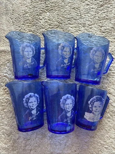 Vintage Shirley Temple Blue Depression Glass
