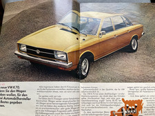 Original VW Prospekt K70 VW Käfer VW Bus T2 Karmann Ghia 411 412 Typ3 1970