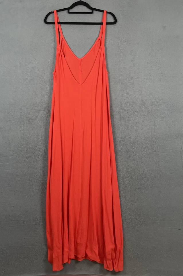 Flynn Skye Dress Womens Medium Red Maxi Tank Strap Made USA Boho Summer Rayon - Image 2 of 4