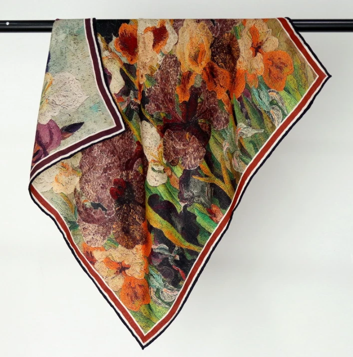 70% Cashmere 30% Silk Scarf Bandana 26'' petal Print Neckerchief Shawl Wrap new