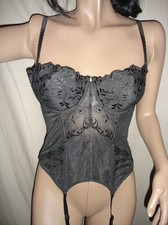  68 Victoria's Secret Black Mesh Fitted Lace Corset 34B Medium New