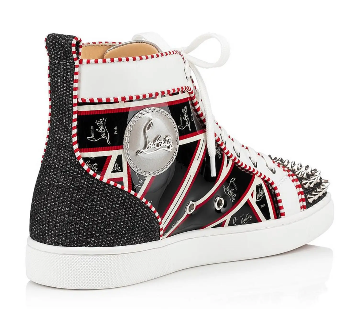 Christian Louboutin Mens Lou Spikes Orlato Flat Black High Top
