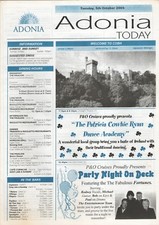 ADONIA TODAY WELCOME TO COBH 5TH OCTOBER 2004 P&O CRUISES INFORMATION SHEETS