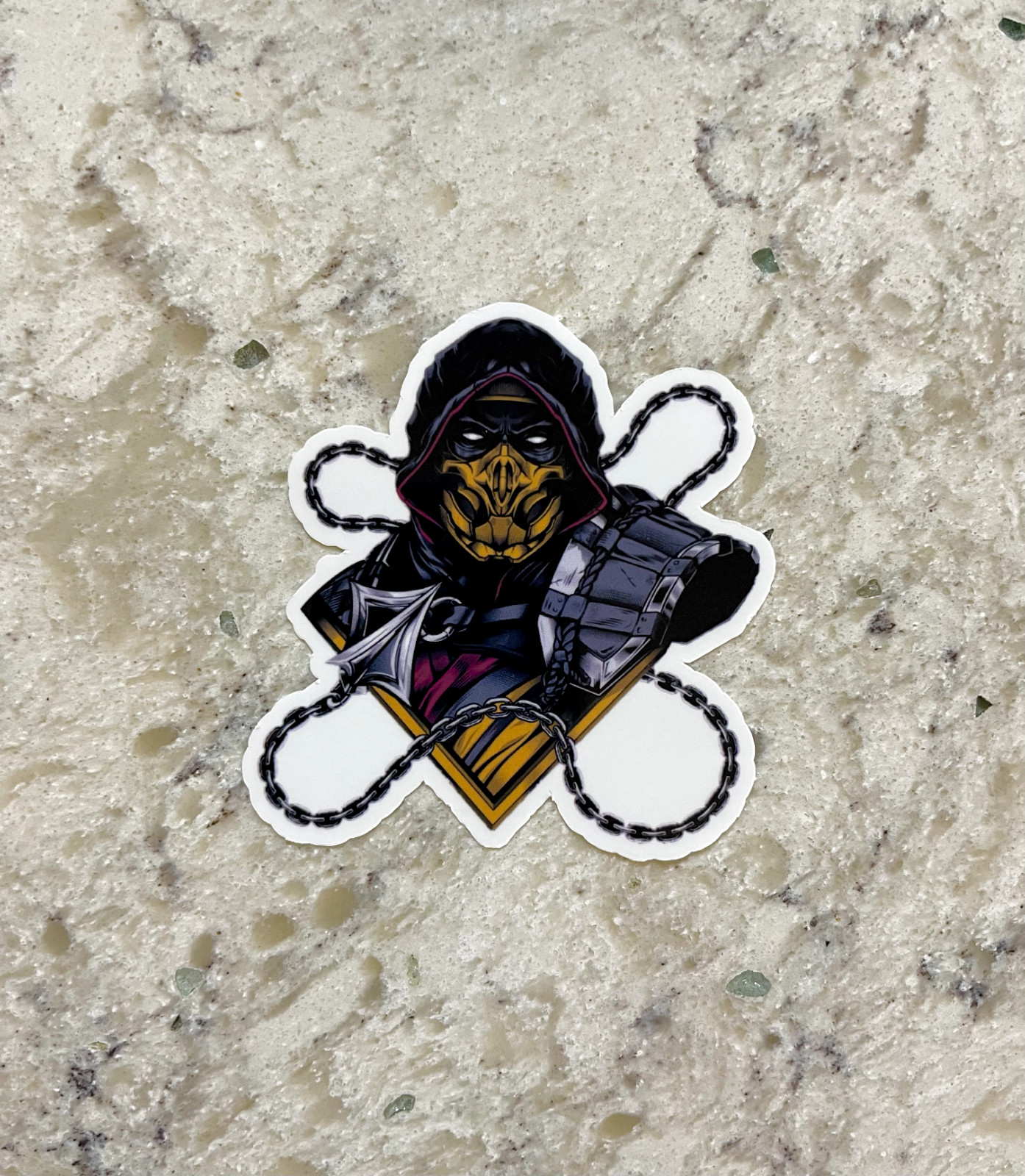 Scorpion Mortal Kombat Sticker l Gloss or Holographic Laminate l Waterproof