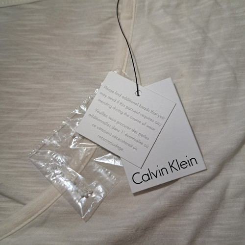 Calvin Klein White Rose Embroidery Beaded Floral Pattern Sleeveless Blouse L NWT - Picture 17 of 22