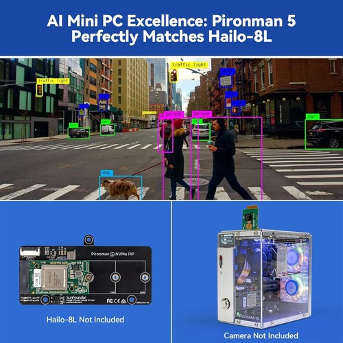 Coque Mini PC Pironman 5 NVMe M.2 SSD PCIe pour Raspberry Pi 5 Hailo-8L AI - Photo 6/7