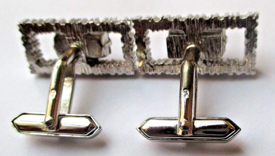 Antique Silver Plated Cufflinks Ruby Crystals Uni… - image 3