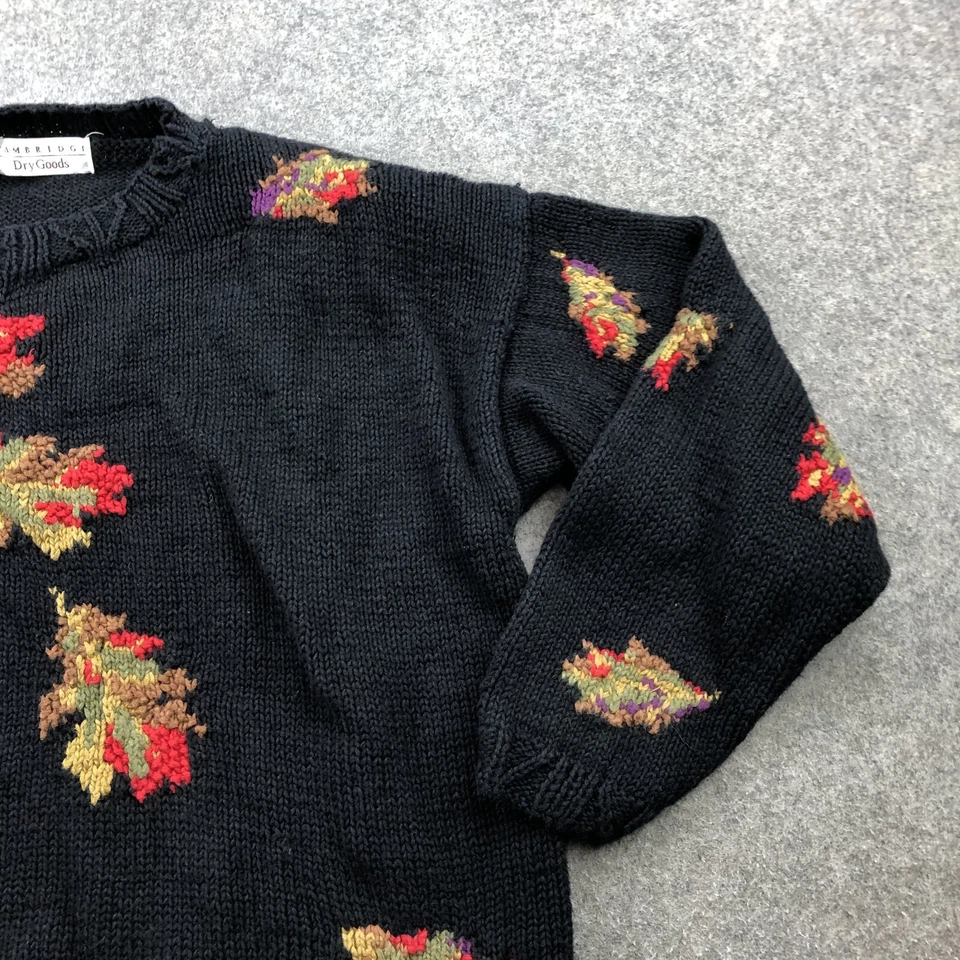 Suéter De Colección Cambridge Dry Goods Para Mujer Grande Hojas Negras Gráfico Tejido Abuela Foto 3 de 4