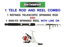1 RON THOMPSON TELESCOPIC ROD+5000-FD  REEL+LINE SEA SPINNING 6 7 8 9 10 FT