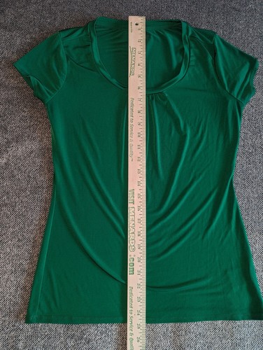 Worthington Women's Small Short Sleeve Top Slinky Stretchy Green - Picture 2 of 6