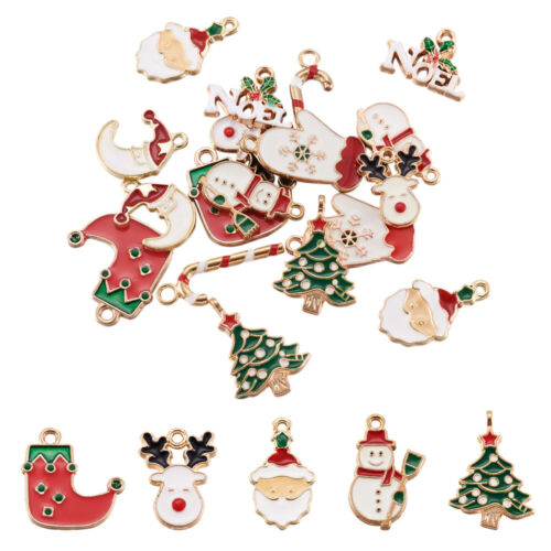18 pièces pendentifs émail en alliage de Noël mixte charmes angulaires artisanat 14 ~ 26 mm - Photo 1 sur 7