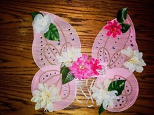 Pink Wings White Red Flowers Crystals Silver Glitter